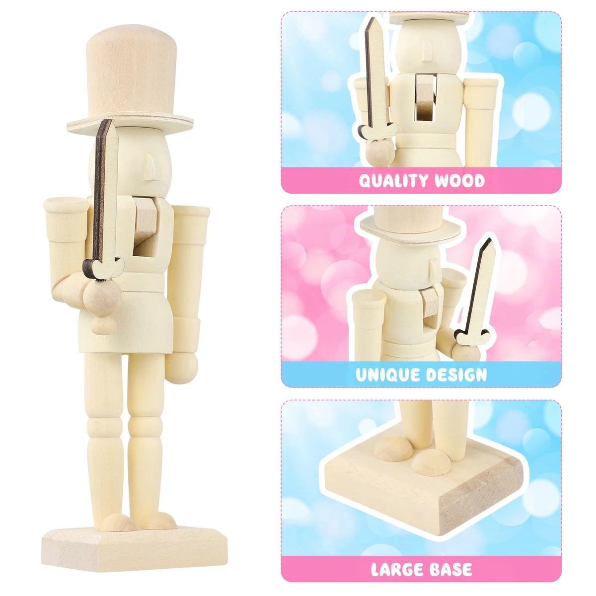 Unpainted Wooden Nutcracker Soldier G656