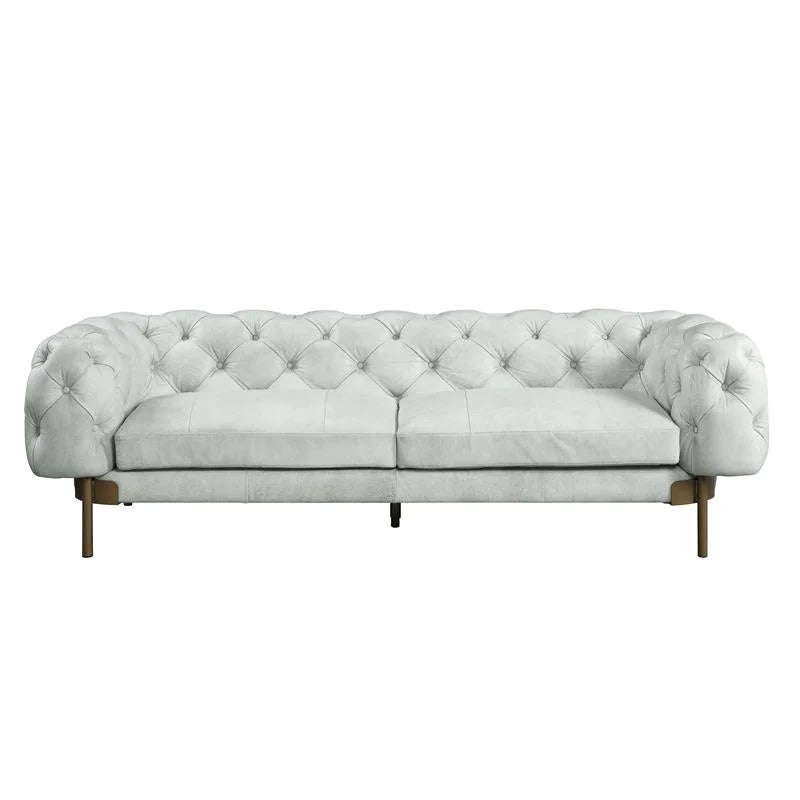 Vintage White Top Grain Leather Sofa B103