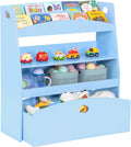 Pink 4 Shelf Toy Storage and Bookshelf with Rolling Bin B13544