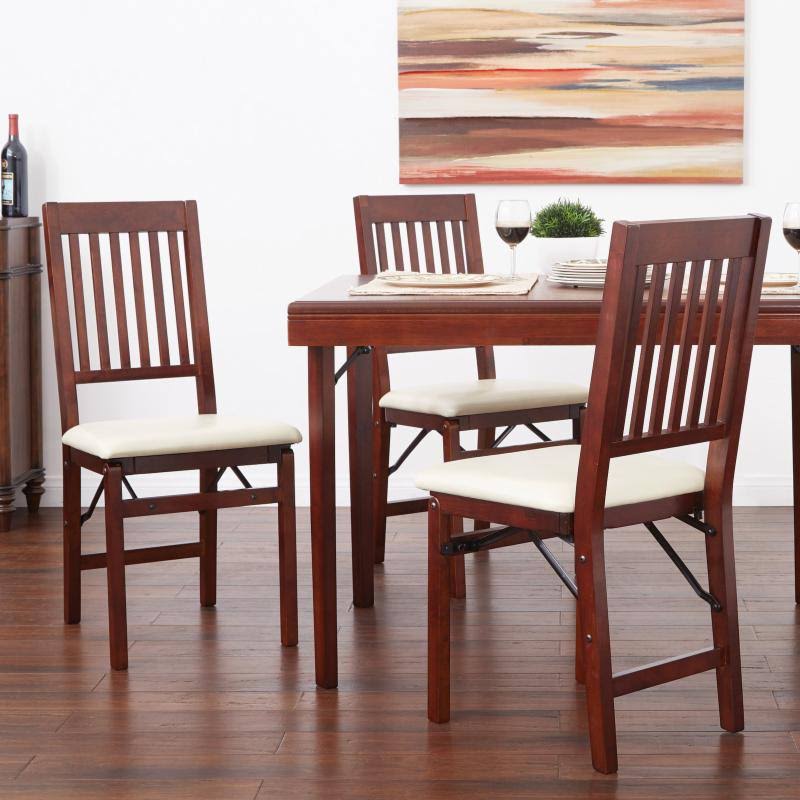 Solid Wood Folding Chair, Espresso/Red - 2 count H126964