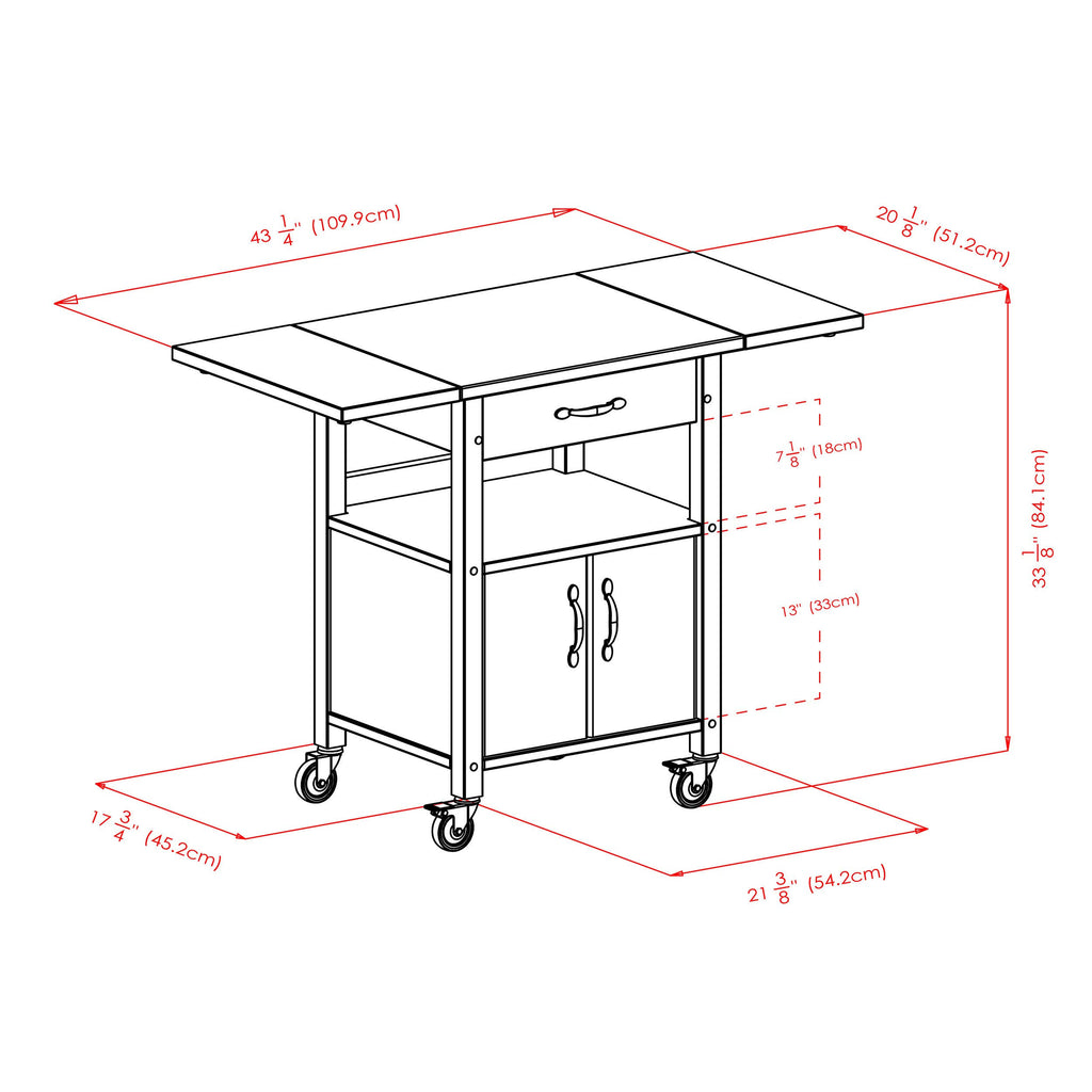 Drop-Leaf Kitchen Cart J194