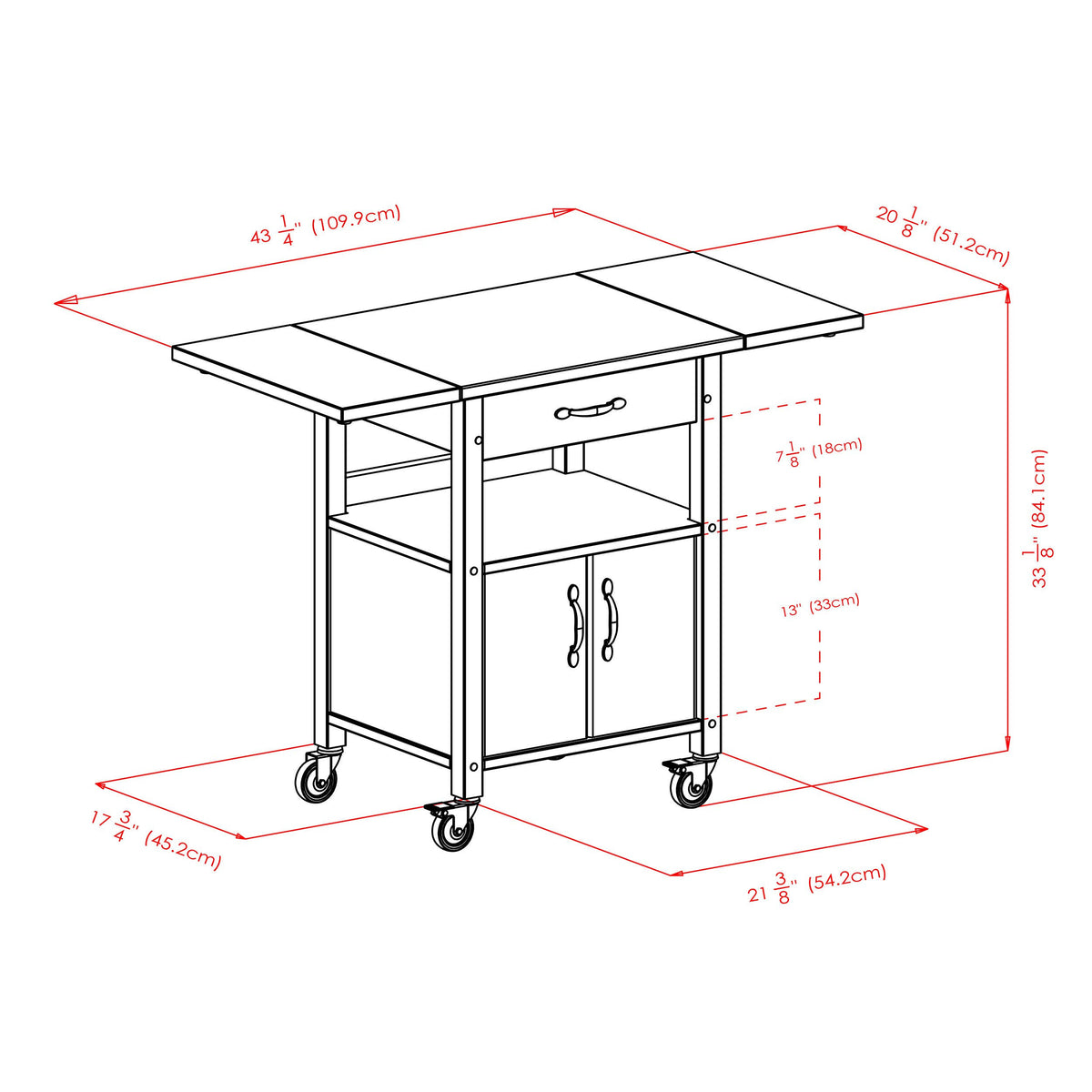 Drop-Leaf Kitchen Cart J194