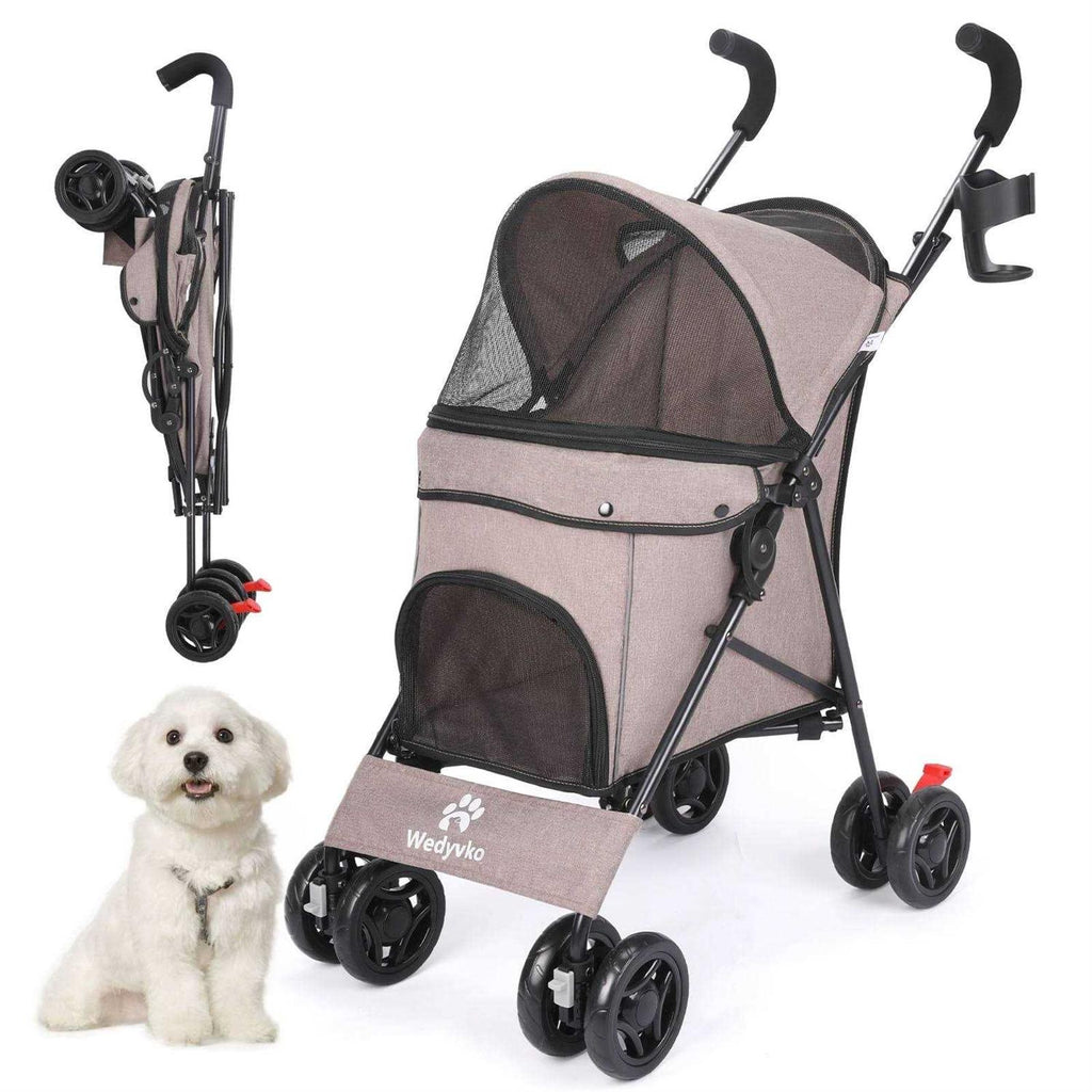 4 Wheels Foldable Pet Dog Stroller with Cup Holder U162237