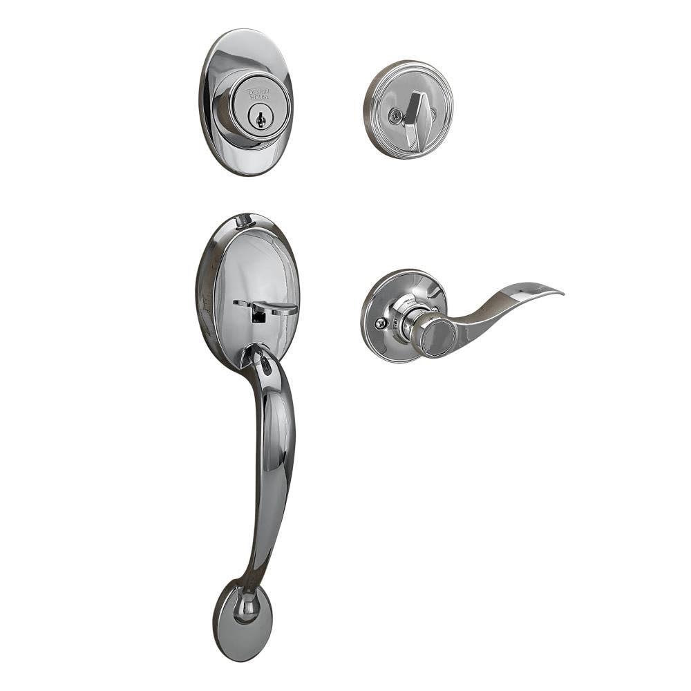 Polished Chrome Single Cylinder Deadbolt Door Handleset with Interior Lever O3242