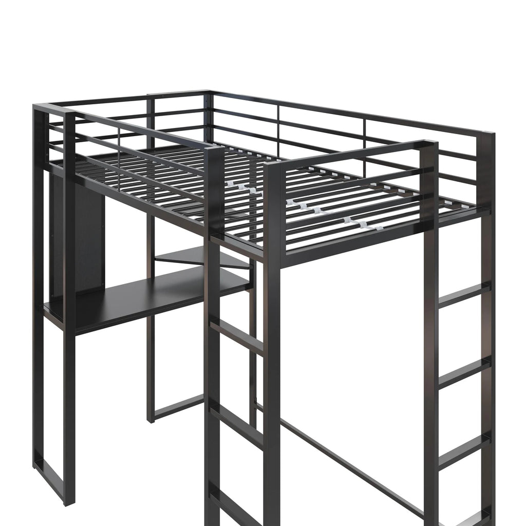 Twin Size Black Metal Loft Bed Y71972