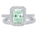 Emerald Cut Green Simulated Diamond Ring Set Size 3.5 Z8036
