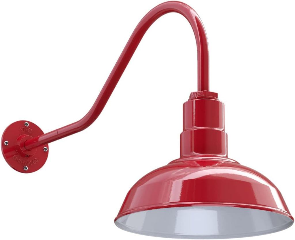 Matte Black 12 inch Dome 11 inch Gooseneck Outdoor Wall Mounted Barn Light D536