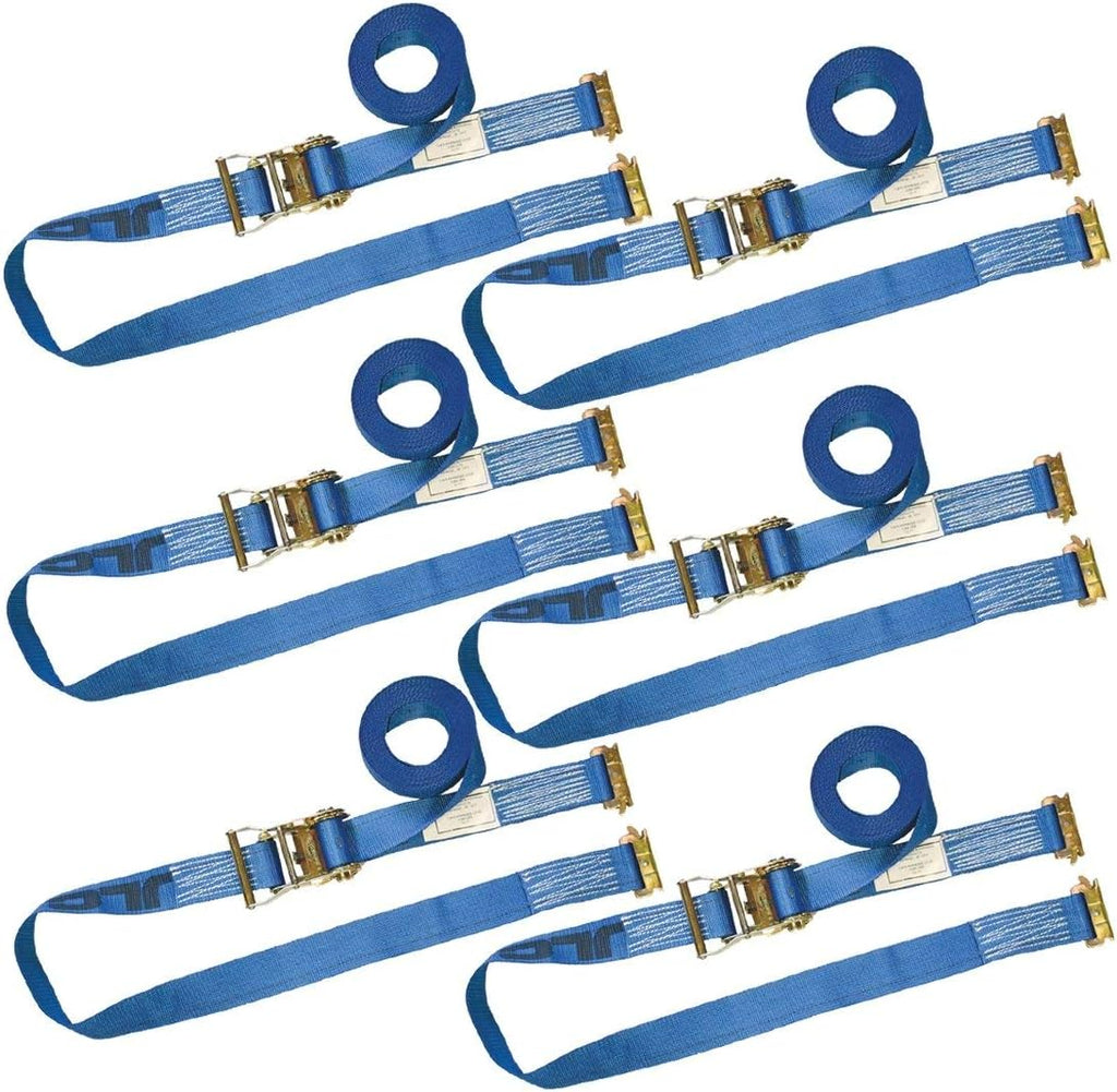 Ratchet Strap for E Track, 20 Foot, 6 Pack, Blue, 1,333 Pound Safe Working Load S363