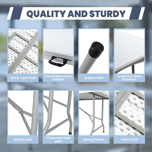 6FT Folding Picnic Table with Tablecloth, White X171