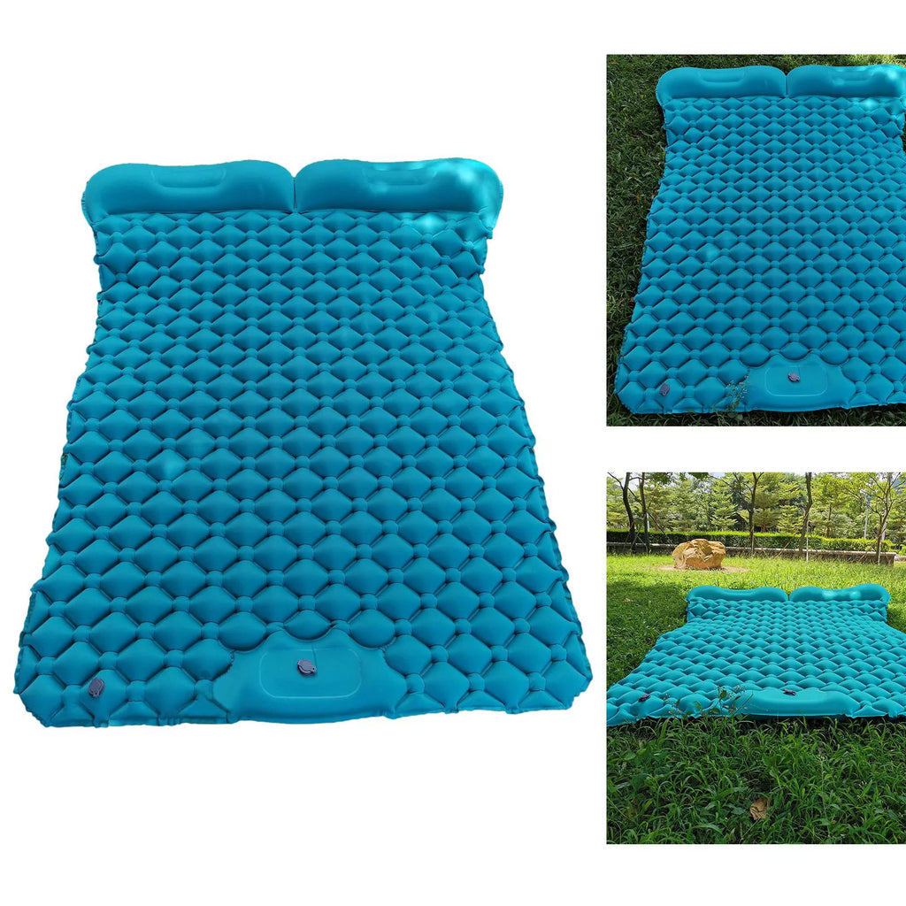 Blue Double Air Mattress with Pillow, 198X120X6cm D935