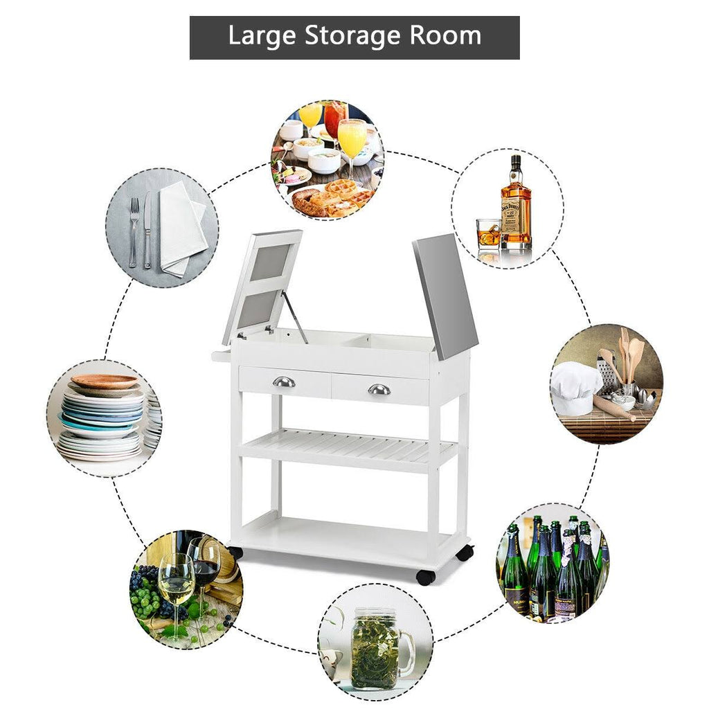 Stainless Steel Mobile Kitchen Cart with Drawers & Casters J69378