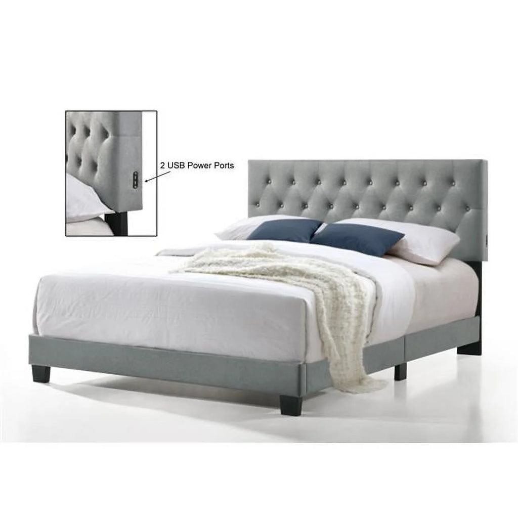 Tufted Bed with USB Power Connection E893078