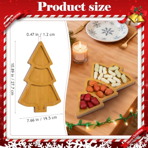 2Pcs Christmas Tree Shaped Wooden Serving Platters K247428