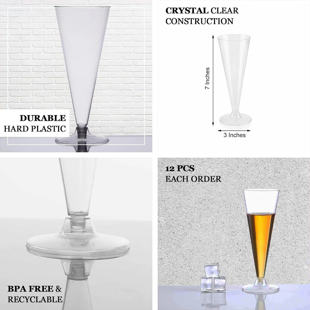 Clear 7Oz Disposable Plastic Champagne Flutes Set Of 12 C30642