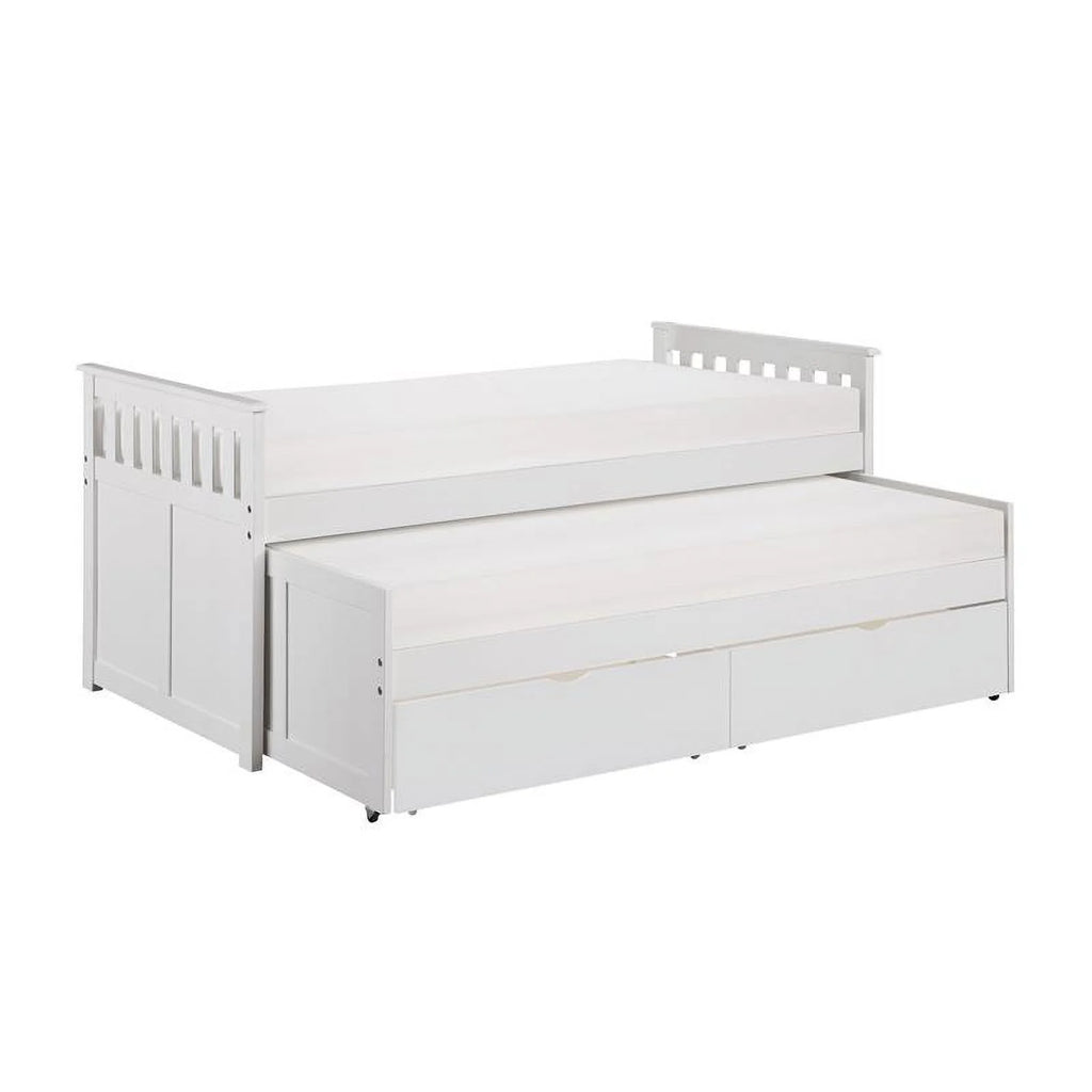 White Wood Twin Bed with Storage Boxes T177859