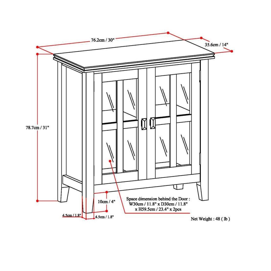 Solid Wood 30 inch Wide Low Storage Cabinet F588361
