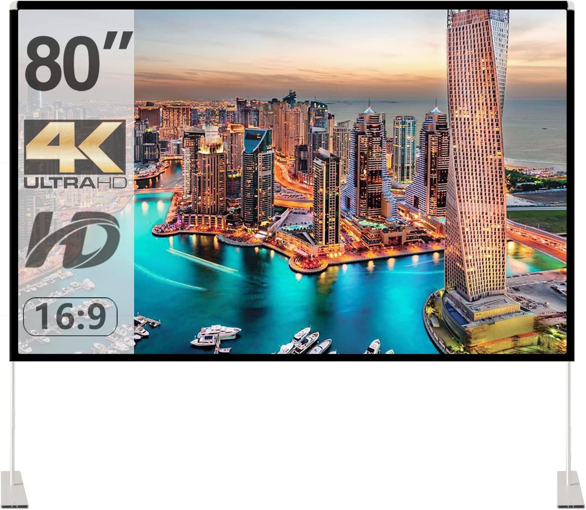 80 inch Portable Projector Screen with Stand and Carry Bag Y58256