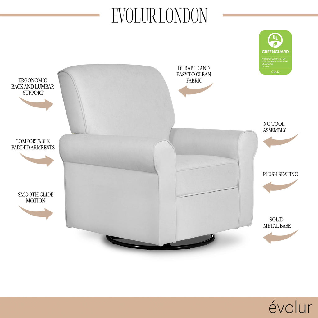 Gray Upholstered Swivel Glider T59043
