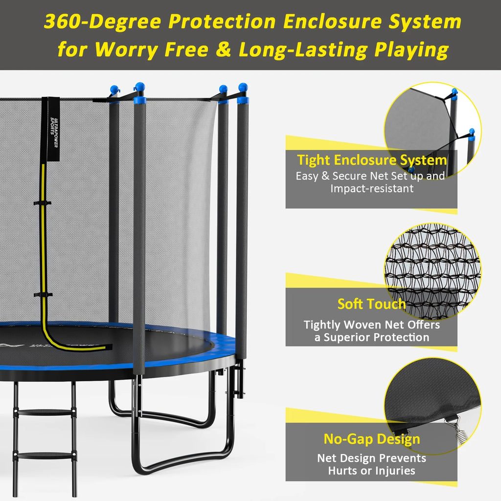 10FT 12FT 14FT 15FT Trampoline with Safety Enclosure Net and Ladder X811092
