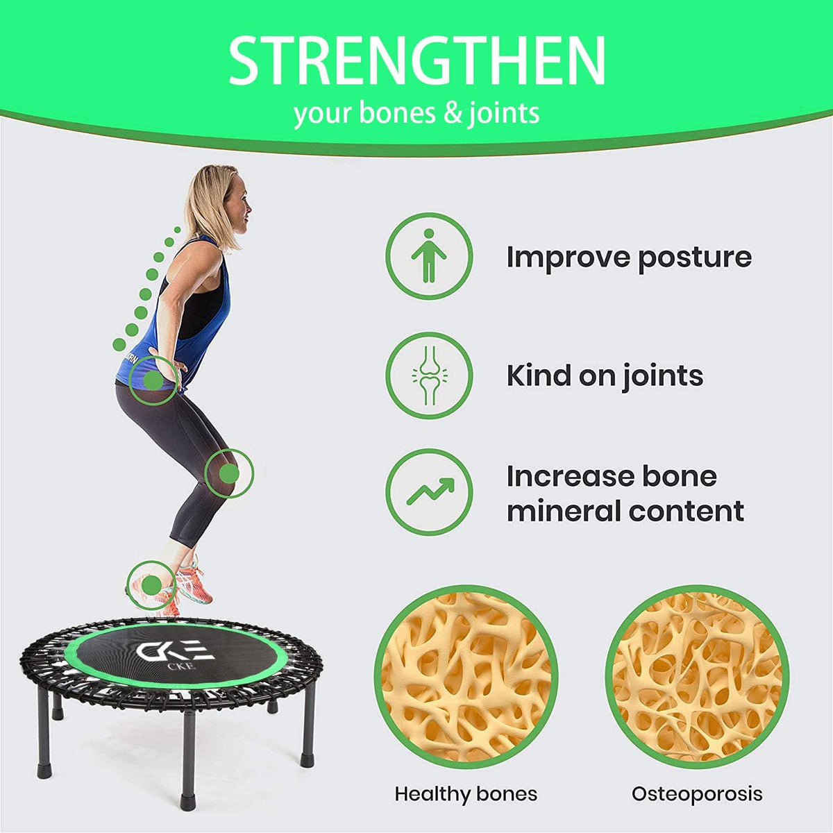 40 Inch Mini Trampoline with Safety Anti-Skid Pads (Light green) R13568