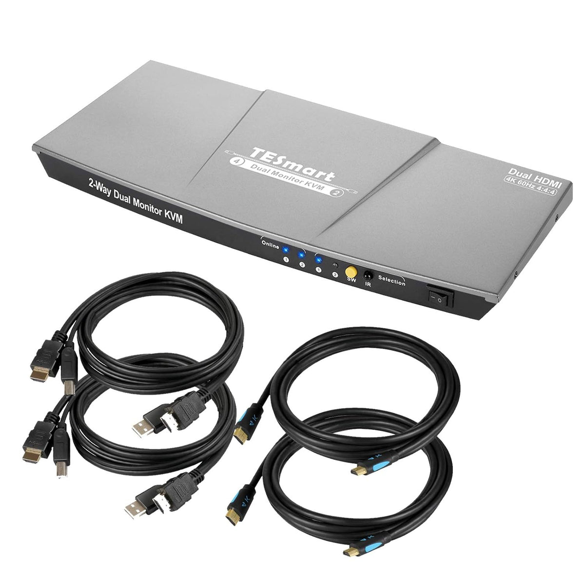 2 Port Dual Monitor 4K HDMI KVM Switch with USB Hub L580