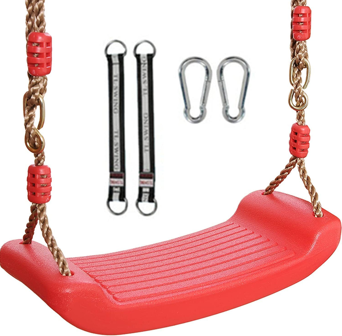 Green Disc Swing Seat with Adjustable Rope and Carabiner Z268717