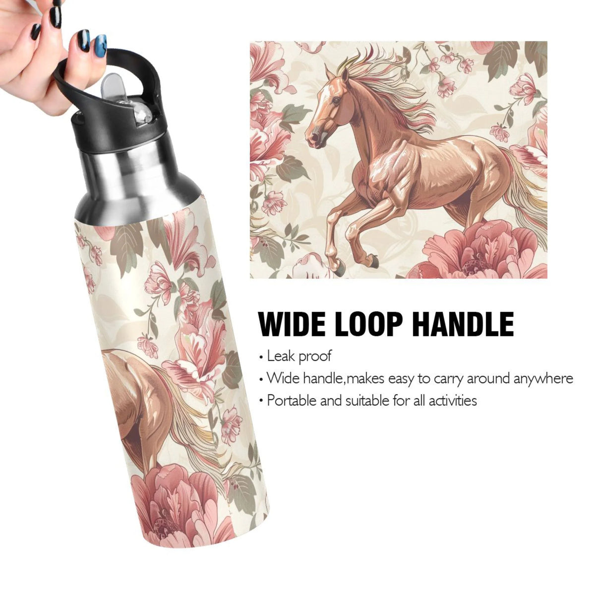 Insulated Thermos Stainless Steel Water Bottle with Straw Lid Flask, 20 oz I215
