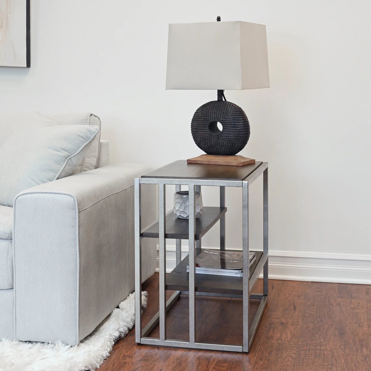 Wood and Metal Chairside Table I835