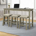4-Piece Counter Height Dining Table Set with 3 Leather Padded Stools Z414082