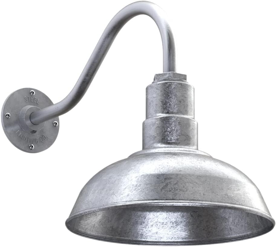 Matte Black 12 inch Dome 11 inch Gooseneck Outdoor Wall Mounted Barn Light D536