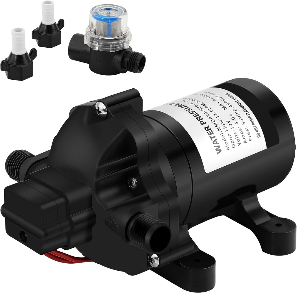 DC 12v 3.0 GPM 45 PSI Fresh Water Pump with Water Filter H485