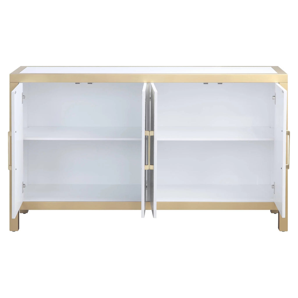 White and Gold Rectangular Console Table B354