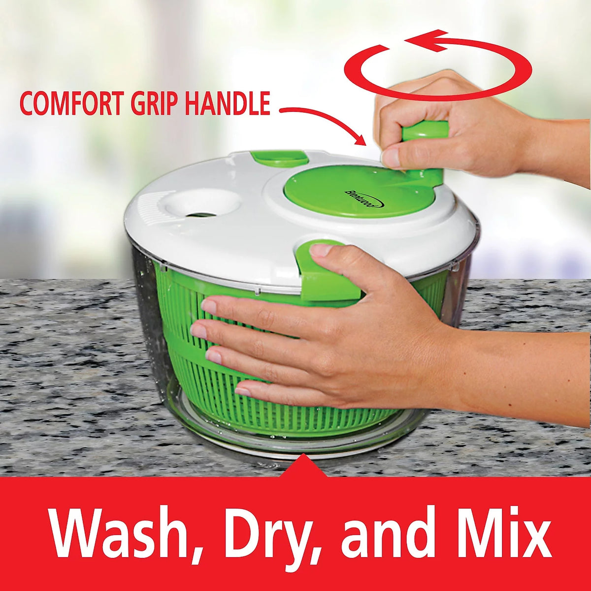 5 Quart Salad Spinner with Serving Bowl Green U6219