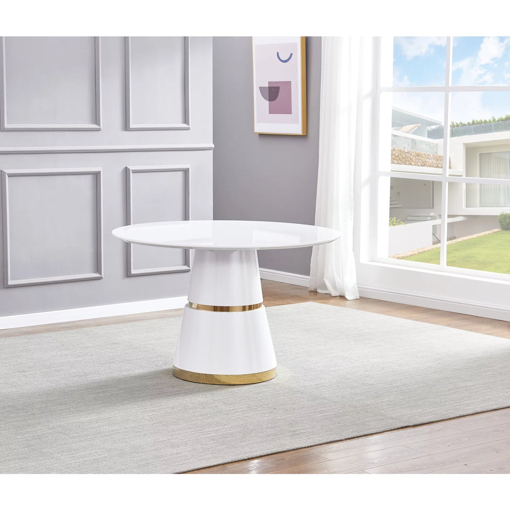 White Gold Round Wood Dining Table G387071