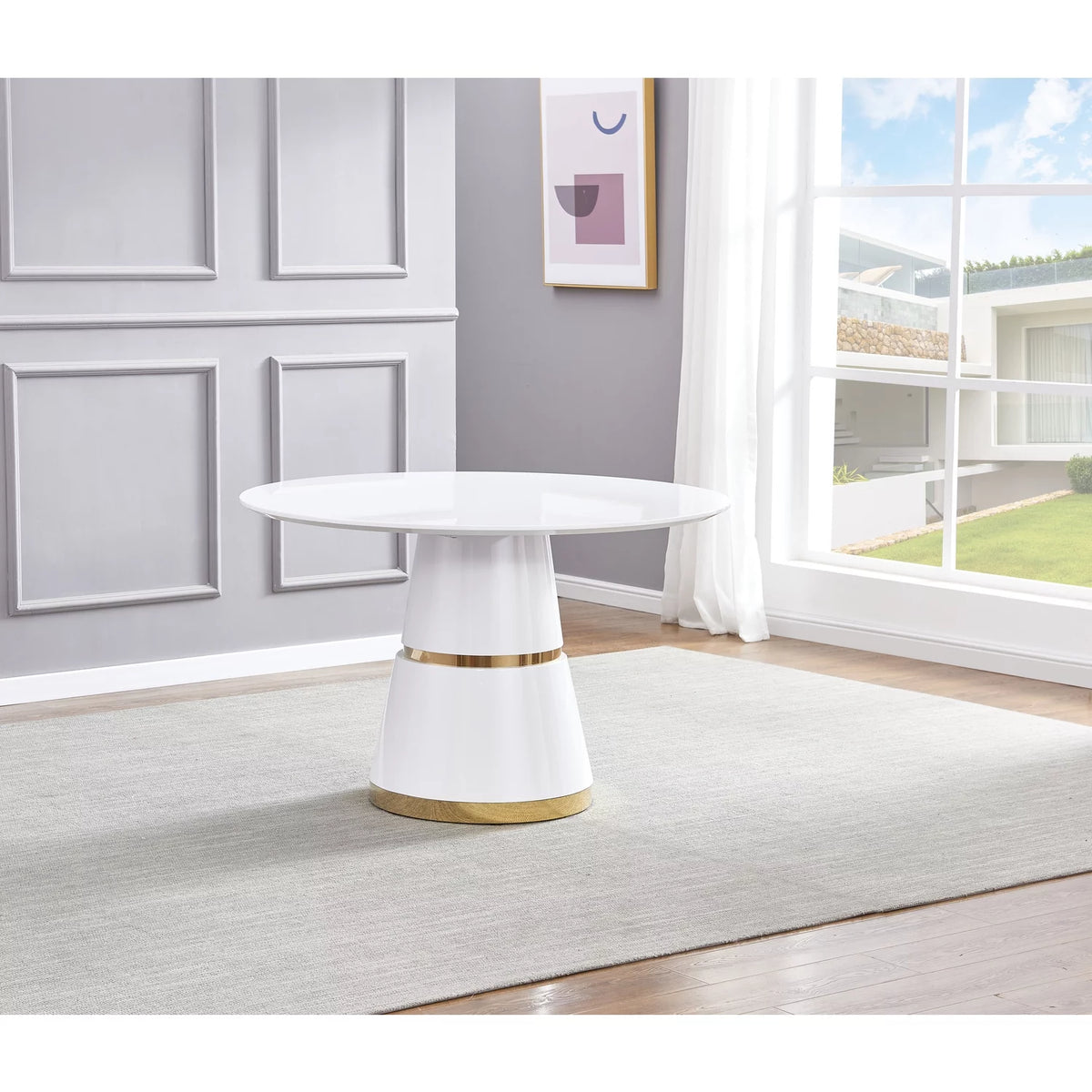 White Gold Round Wood Dining Table G387071