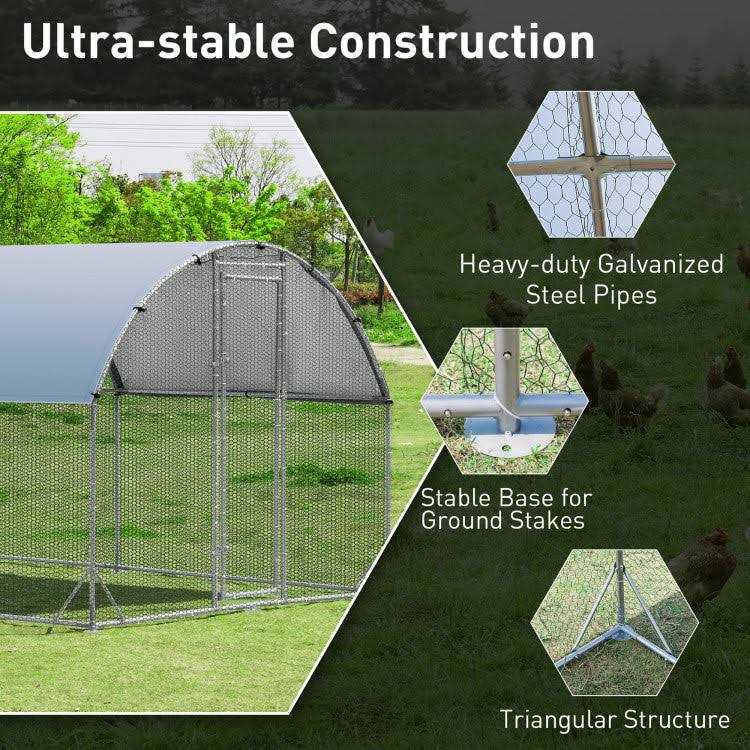 Large Metal Chicken Coop with Waterproof Cover D9694