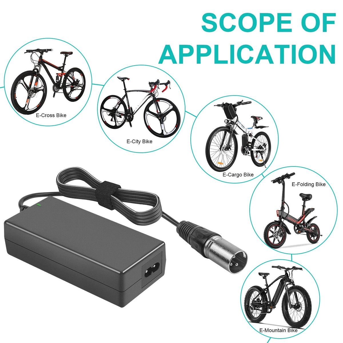 XLR Male Charger 54.6V 2A 110W Li-ion Battery Y204254