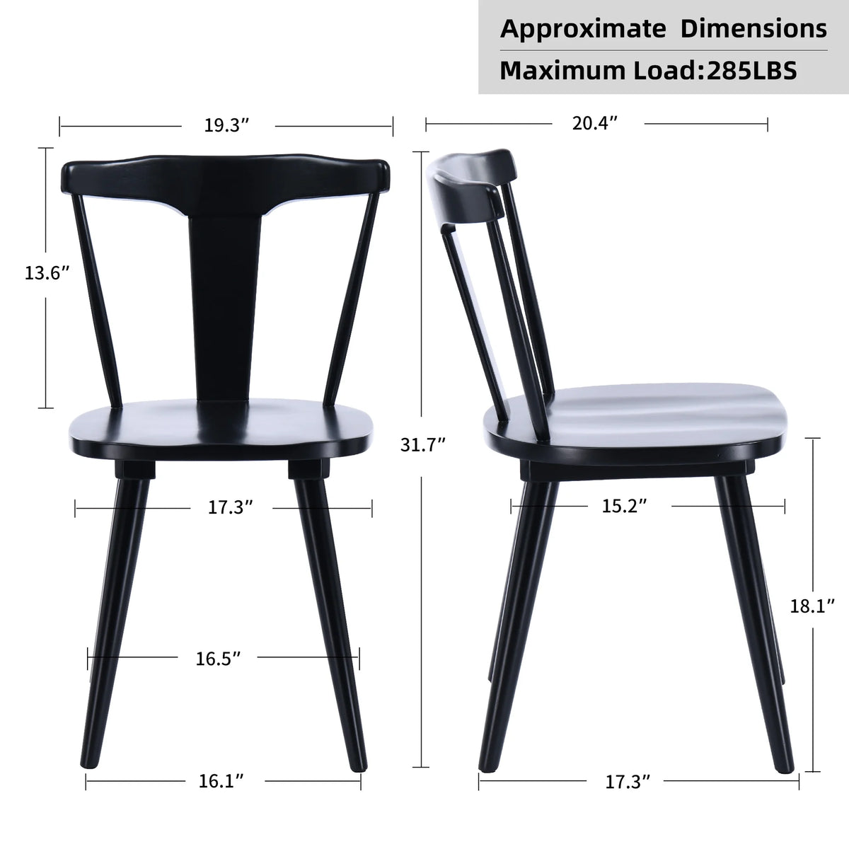 Black Wood Slat Back Dining Chair Set of 2 E309879