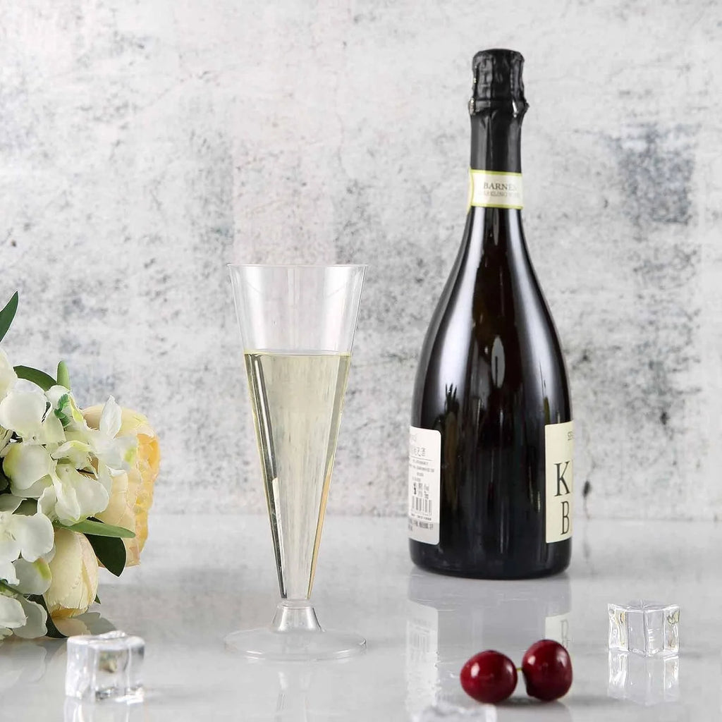 Clear 7Oz Disposable Plastic Champagne Flutes Set Of 12 C30642