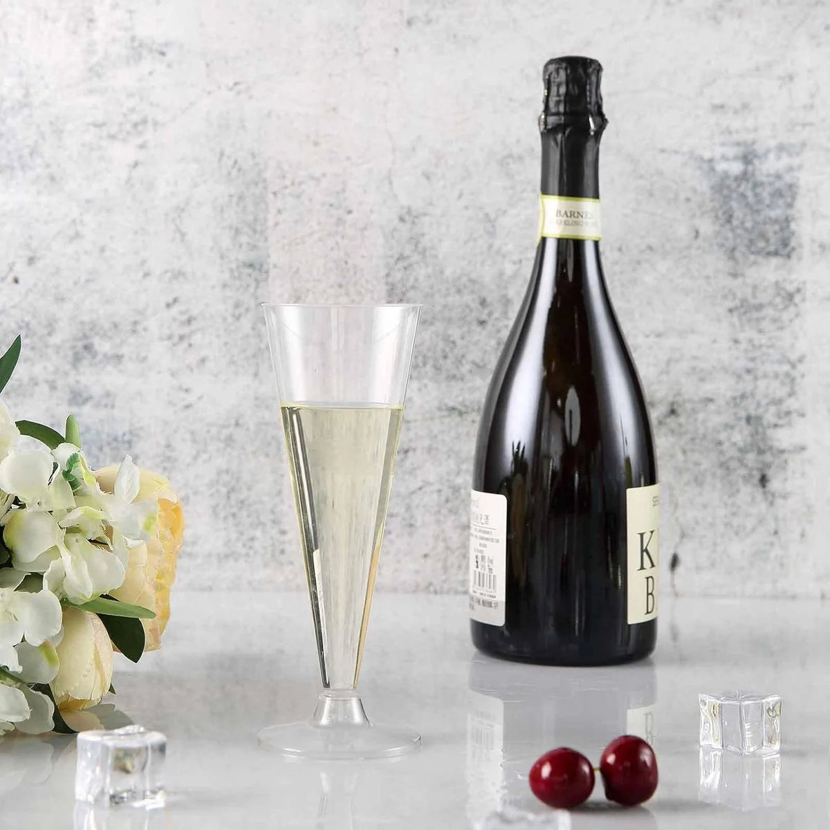 Clear 7Oz Disposable Plastic Champagne Flutes Set Of 12 C30642