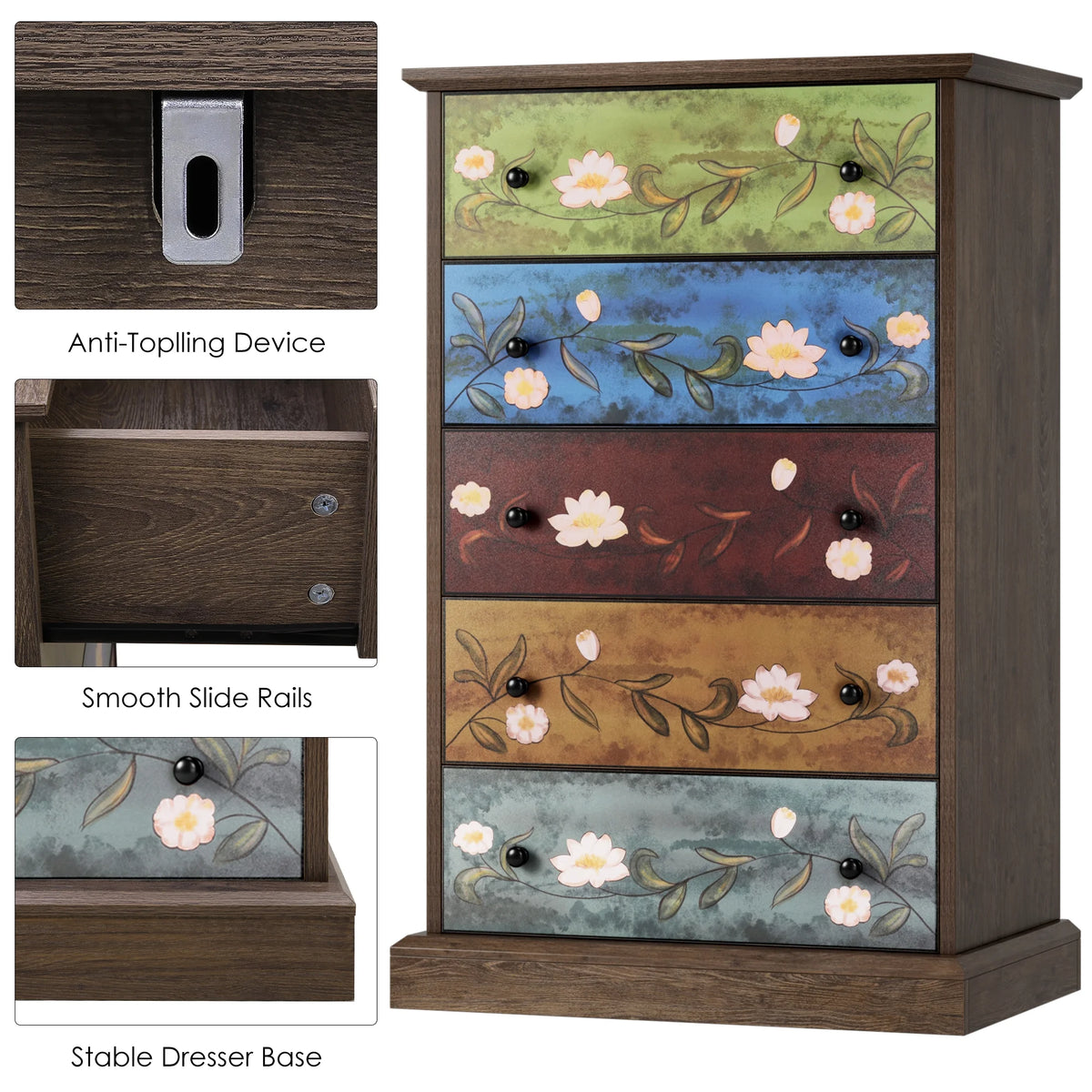 5 Drawer Wood Dresser A56697