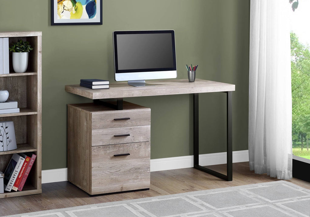 Brown Black Particle Board Metal Computer Desk N62728