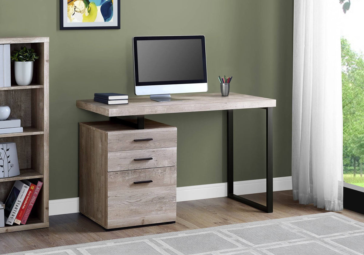 Brown Black Particle Board Metal Computer Desk N62728