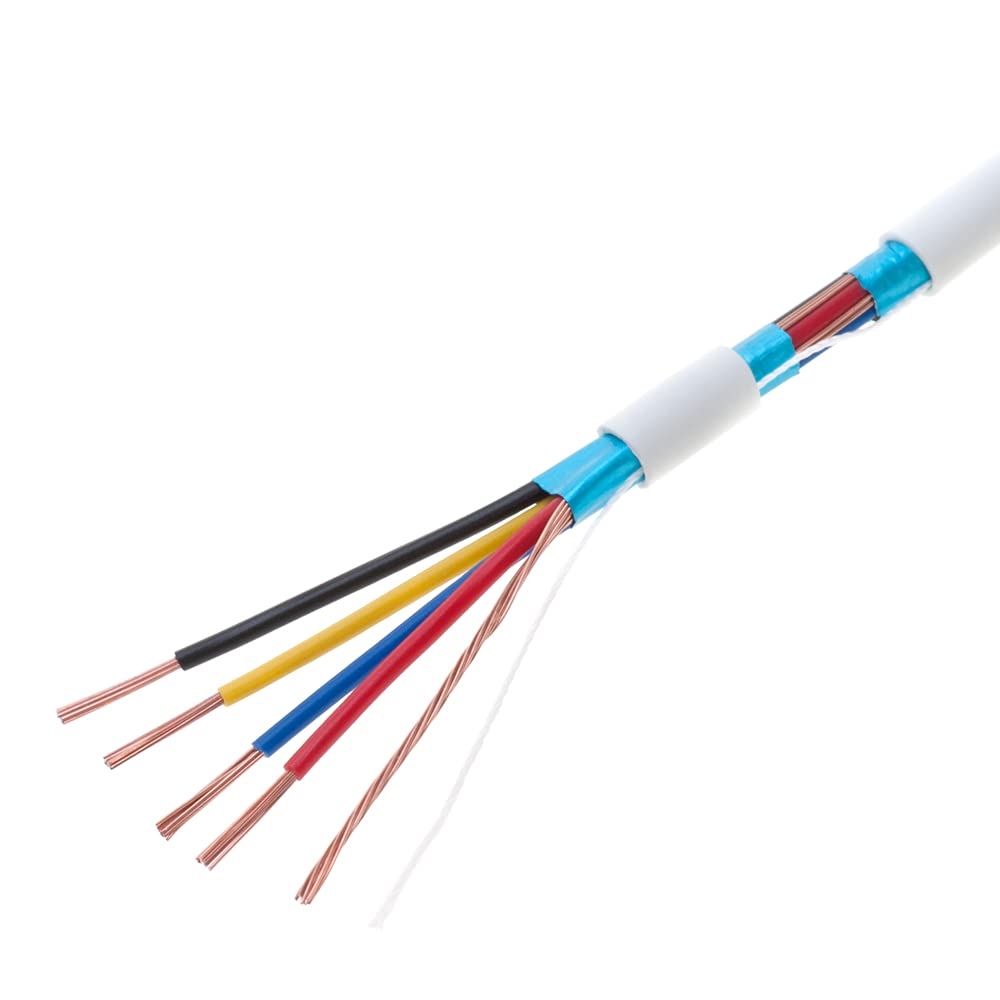 Bulk 22/4 Shielded Alarm Control Cable Solid Conductor 500ft Fire/Security Wire Pack of 2 T732