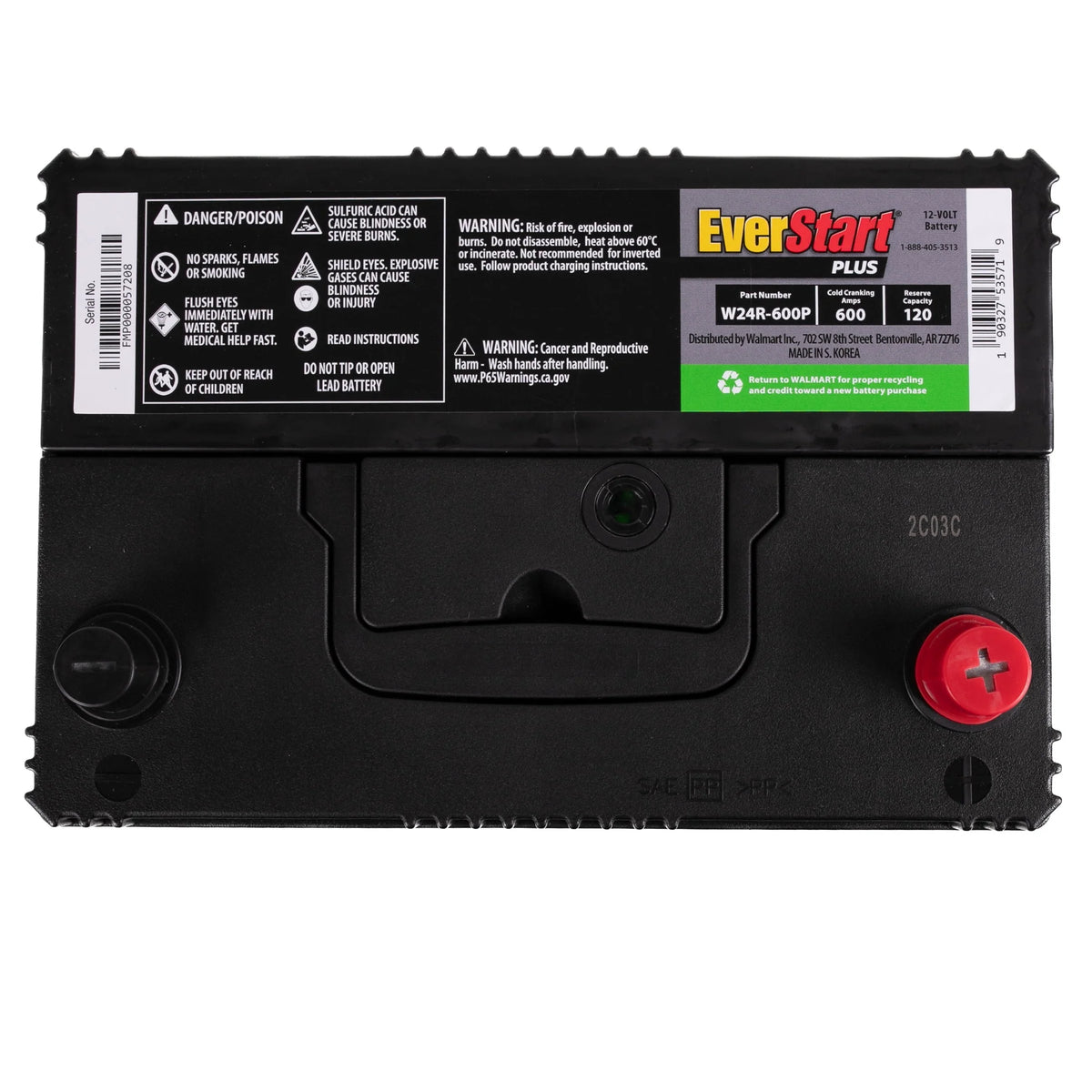 Lead Acid Automotive Battery Group Size 24F 12 Volt 600 CCA L363