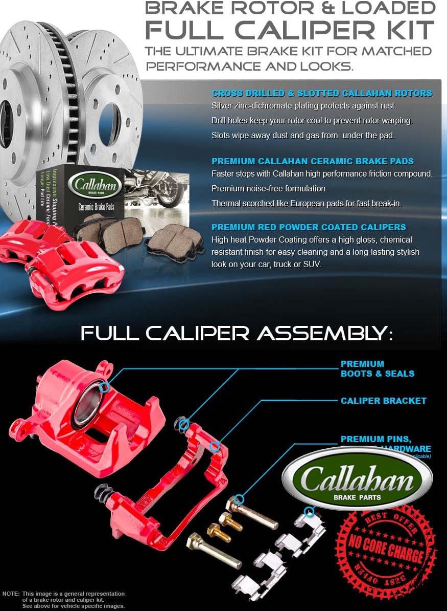 Powder Coated Red Calipers Rotors Ceramic Pads Performance Kit N77632