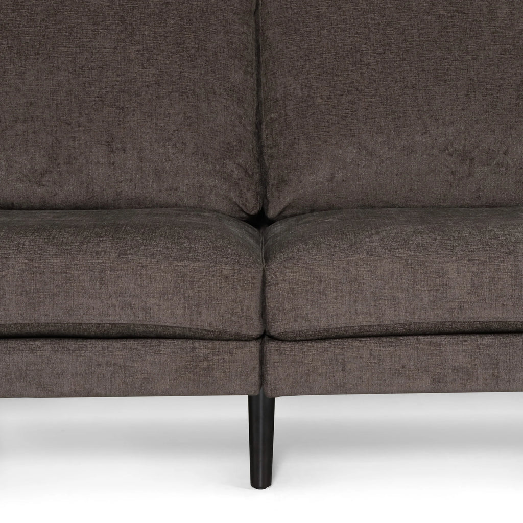 Brown 3 Seater Fabric Sofa with Accent Pillows E337