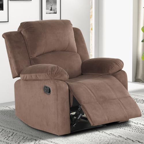 Brown Manual Recliner Chair with Padded Headrest and Armrest N4669