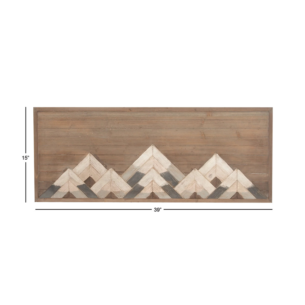 Brown Wood Mountain Geometric Wall Decor K6267