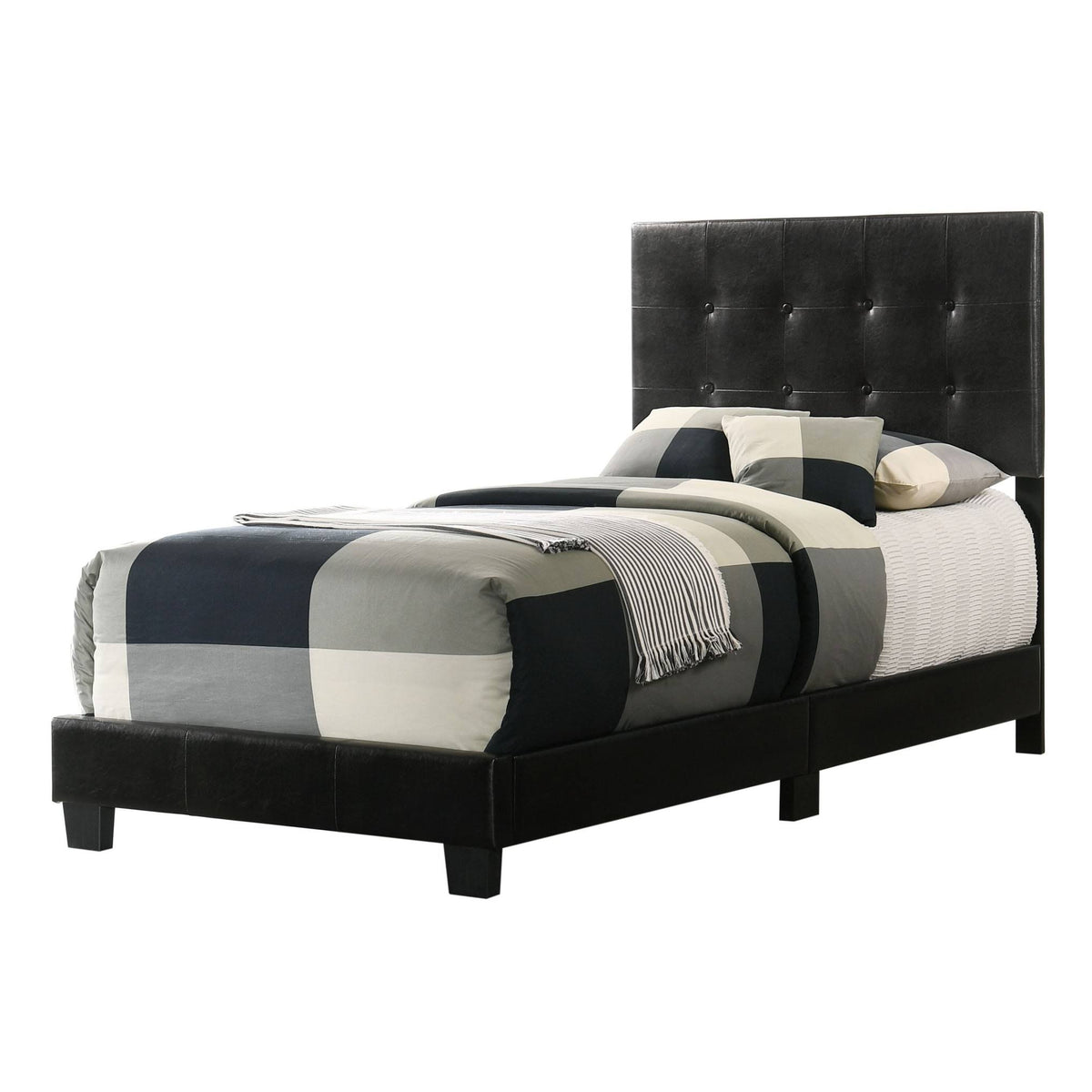 Black Faux Leather Twin Bed B50773
